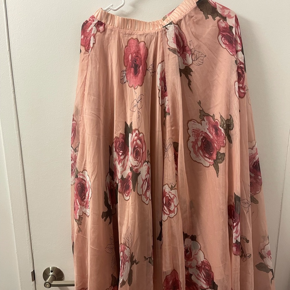 Pink with flowers Maxi skirt